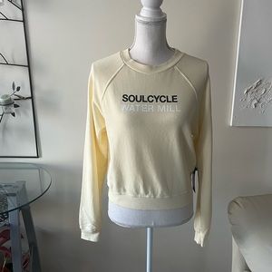 Soulcycle Watermill Hamptons Yellow Cotton CrewNeck Logo Sweatshirt sz Small NWT